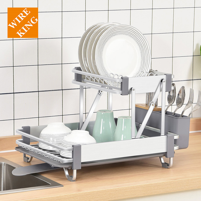 Foldable dish rack kitchen storage holder drainer nordic kitchen small aluminum dish drainer dish drying rack