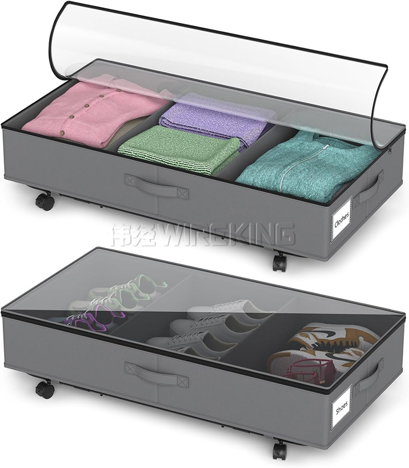 WIREKING 2 Pack Storage Bins Under Bed Storage Containers Under Bed Storage Drawer with Wheels