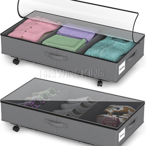 WIREKING 2 Pack Storage Bins Under Bed Storage Containers Under Bed Storage Drawer with Wheels