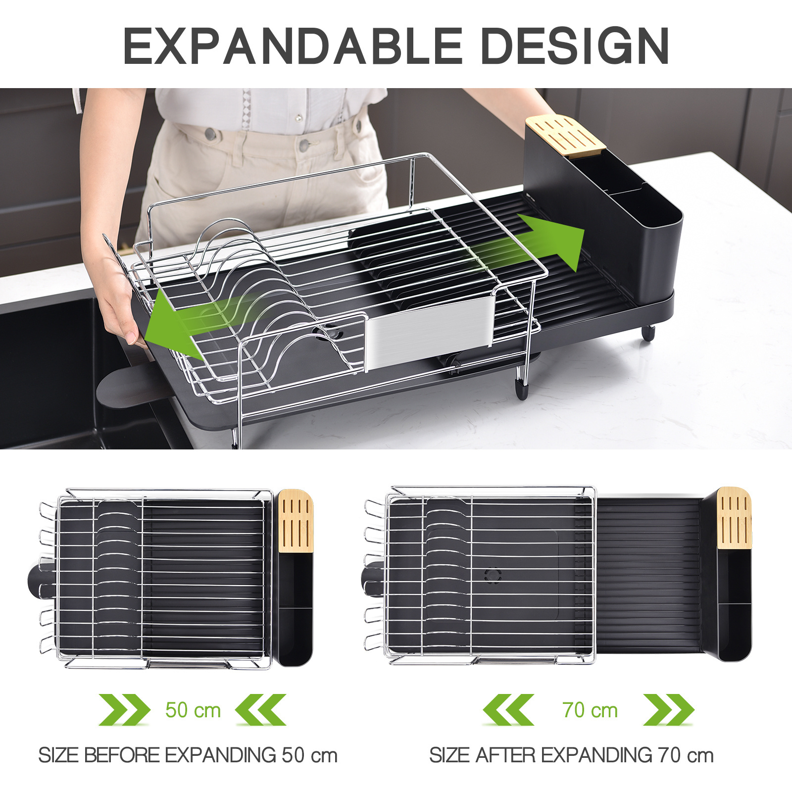 stainless plate rack extendable expandable kitchen organizer drain rack stainless steel telescopic dish drainer