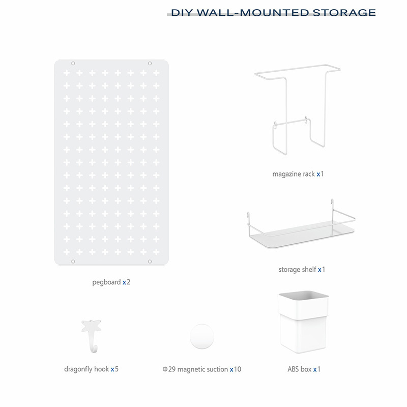 WIREKING DIY Wall-Mounted Storage 2 Pegboard Wall Organizer Metal Panels with Accessories for Home