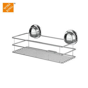 Wholesale Bathroom Suction Mounted Shower Caddy Chrome  Plate Metal Single Tier Shower rack