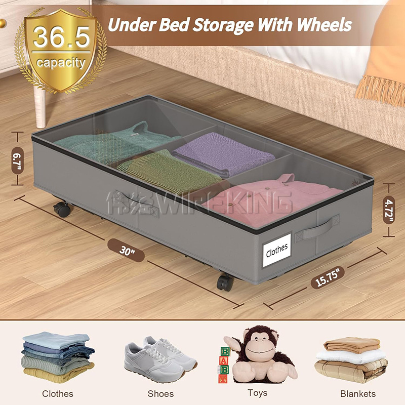 WIREKING 2 Pack Storage Bins Under Bed Storage Containers Under Bed Storage Drawer with Wheels