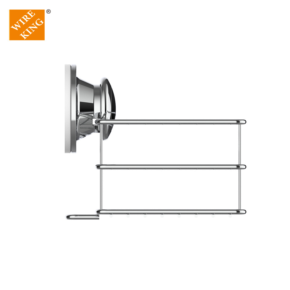 Wholesale Bathroom Suction Mounted Shower Caddy Chrome  Plate Metal Single Tier Shower rack