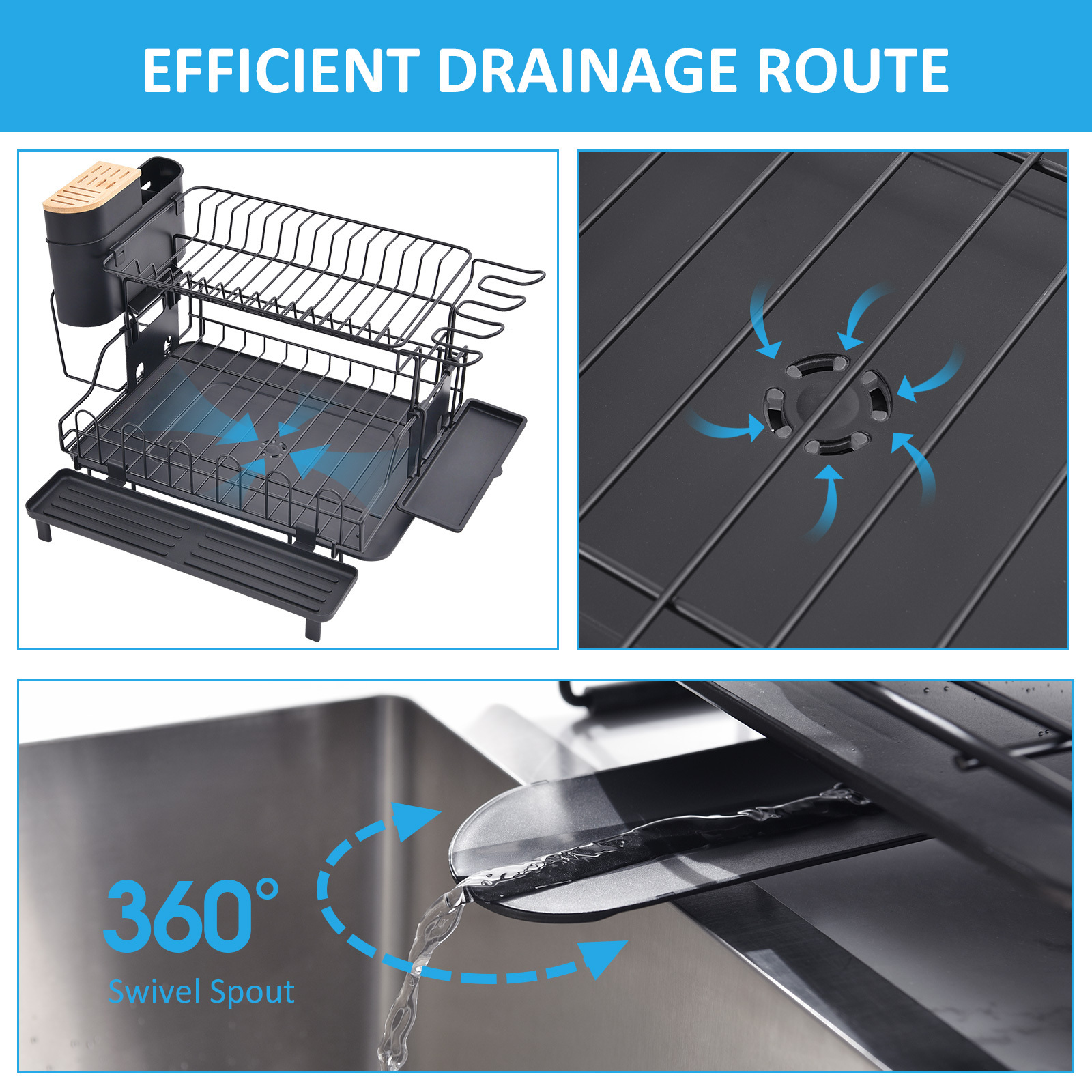 WIREKING Hot NEW 5 IN 1 Dish Drainer Rack Kitchenware Organizer Dish Drying Rack Stainless Steel