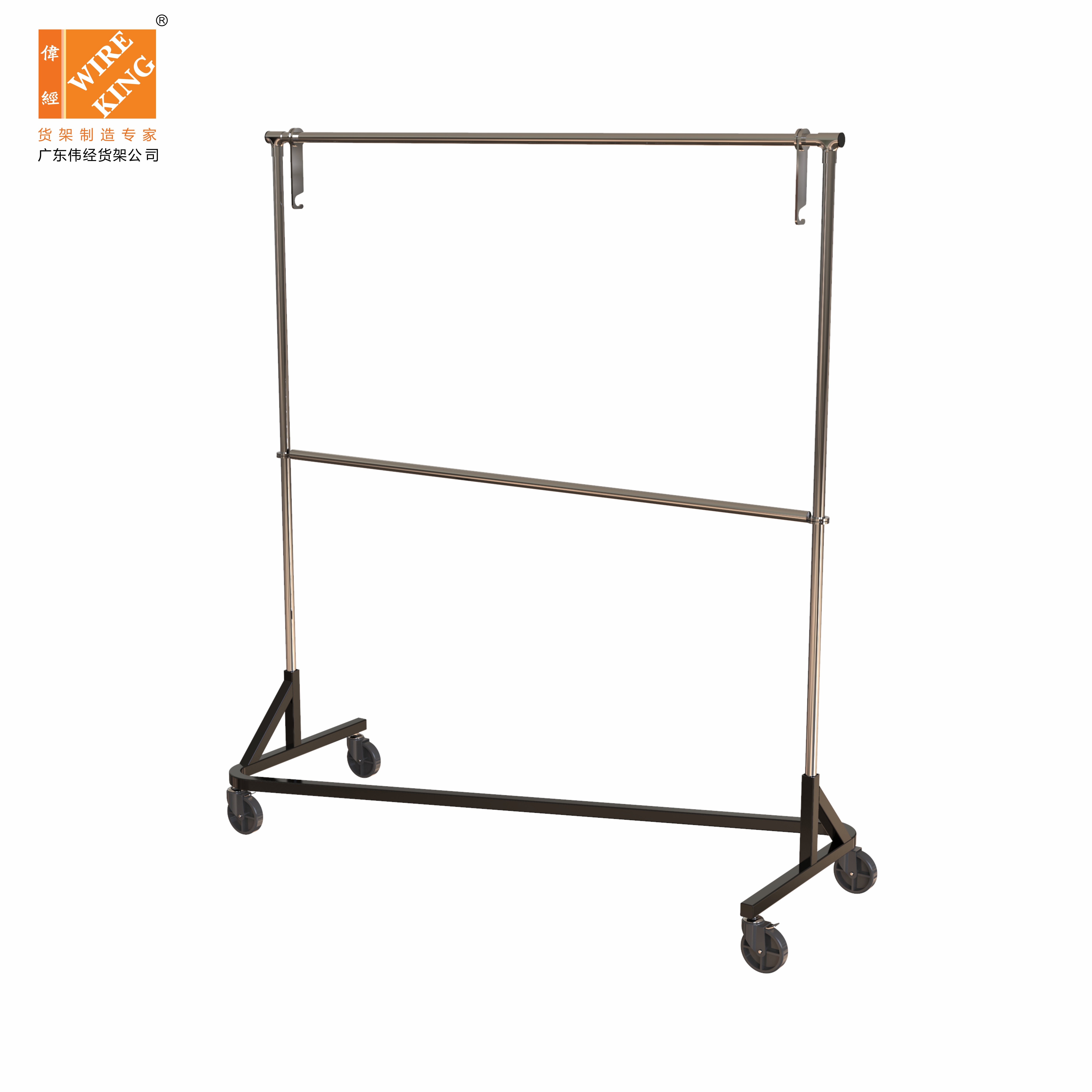 Hot Sale Clothes Shop Clothes Stand Z-Shaped Clothes Display Racks Stand With Wheels Movable For Clothing Rack