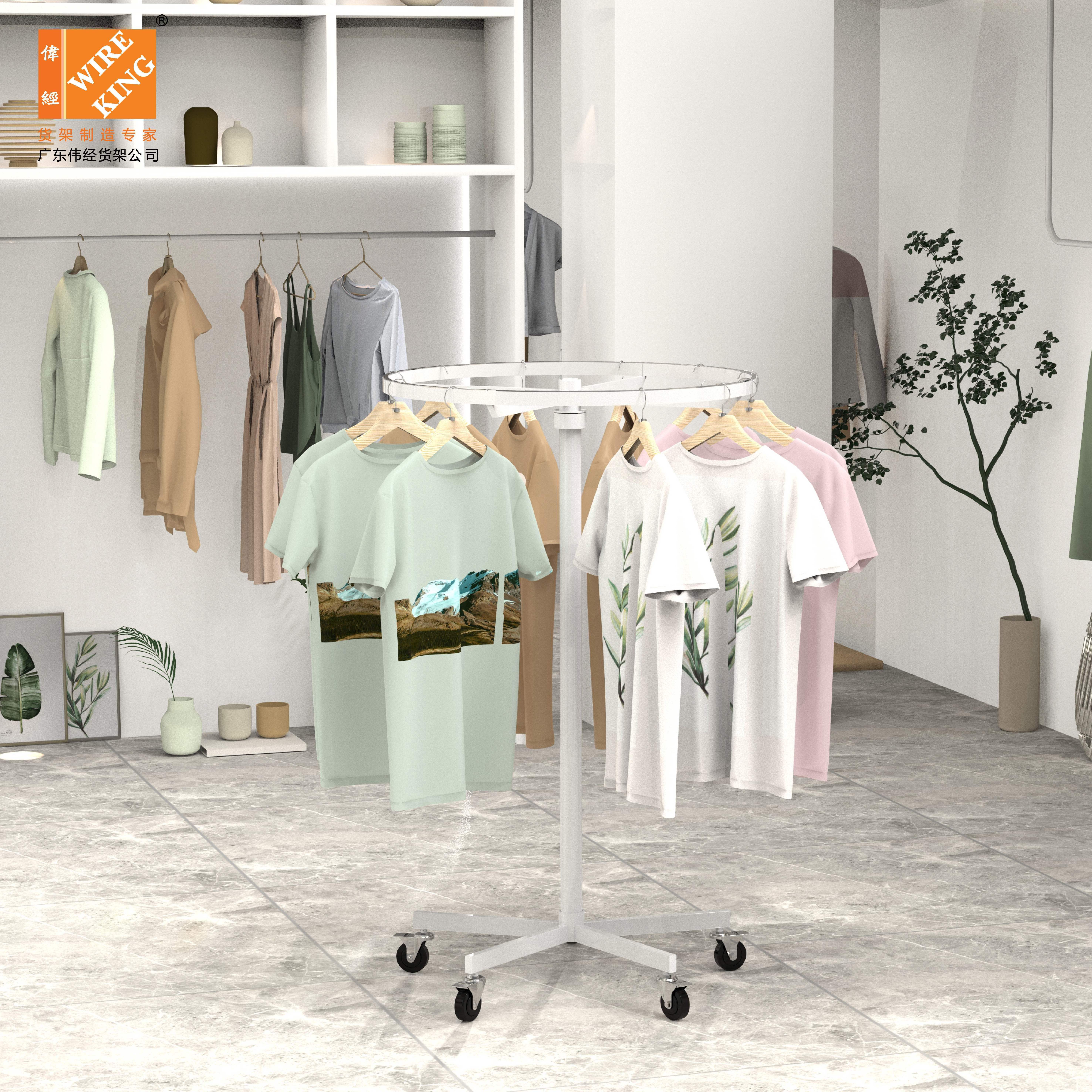 Clothes Display Rack For Shop Rotating Clothing Rack With Wheels T-shirt Skirt Clothes Display Rack