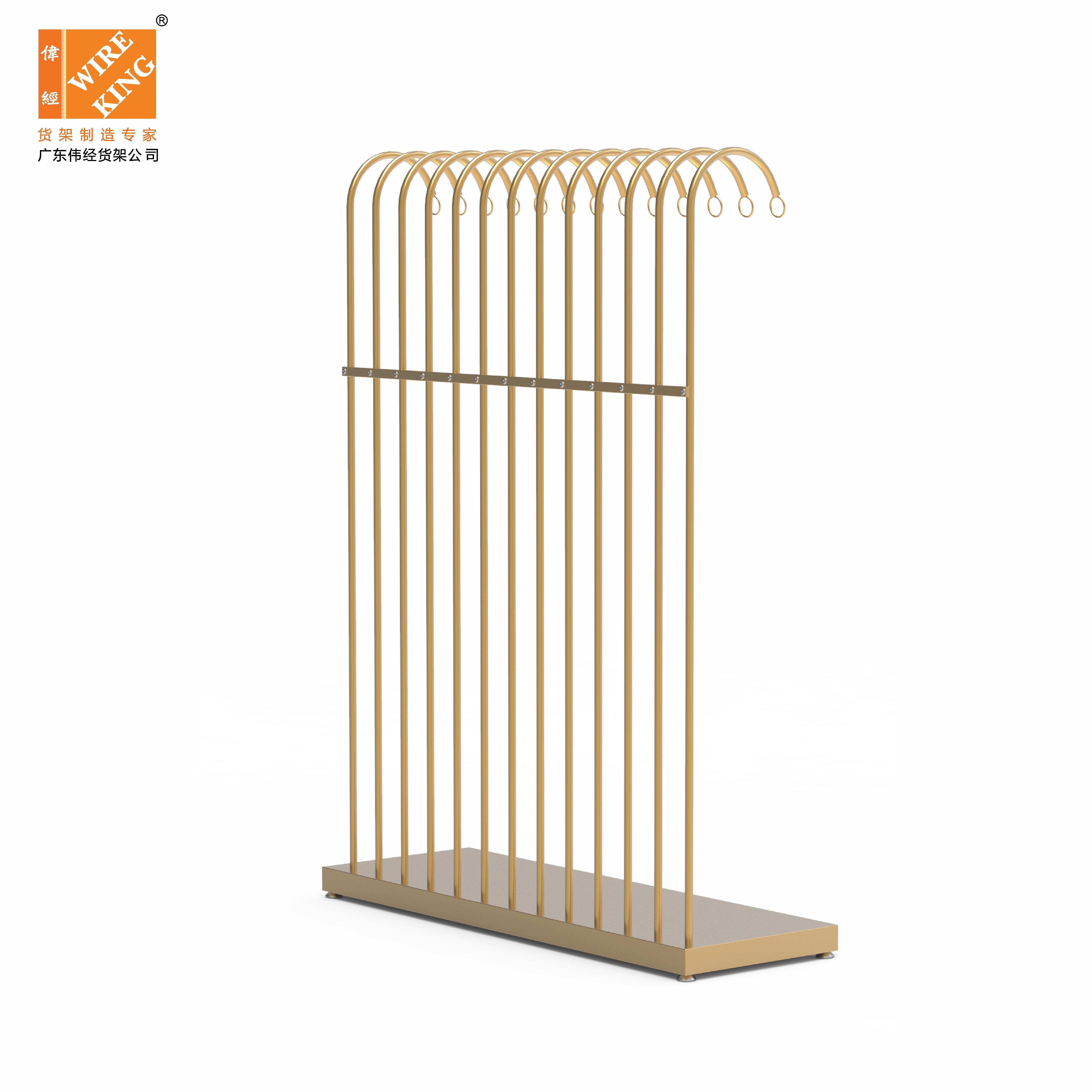 WIREKING Golden Retail Boutique For Clothing Store Display Rack Metal Clothing Rack Garment Racks