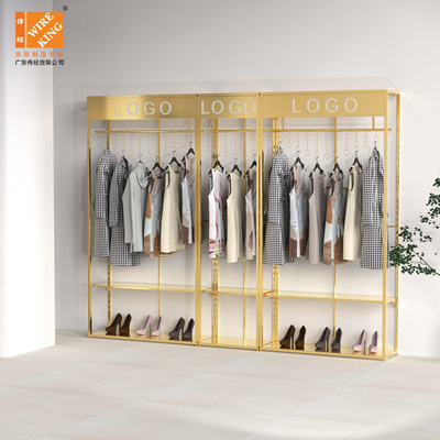 WIREKING Customized Metal Clothing Racks Clothes Racks For Clothing Store  Display Stand Gold Clothes Rack | BestSuppliers.com