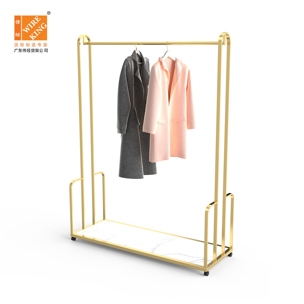 WIREKING Customized Metal Clothing Racks Floor Standing Clothes Shelves For Women's Clothing Stores Clothing Racks