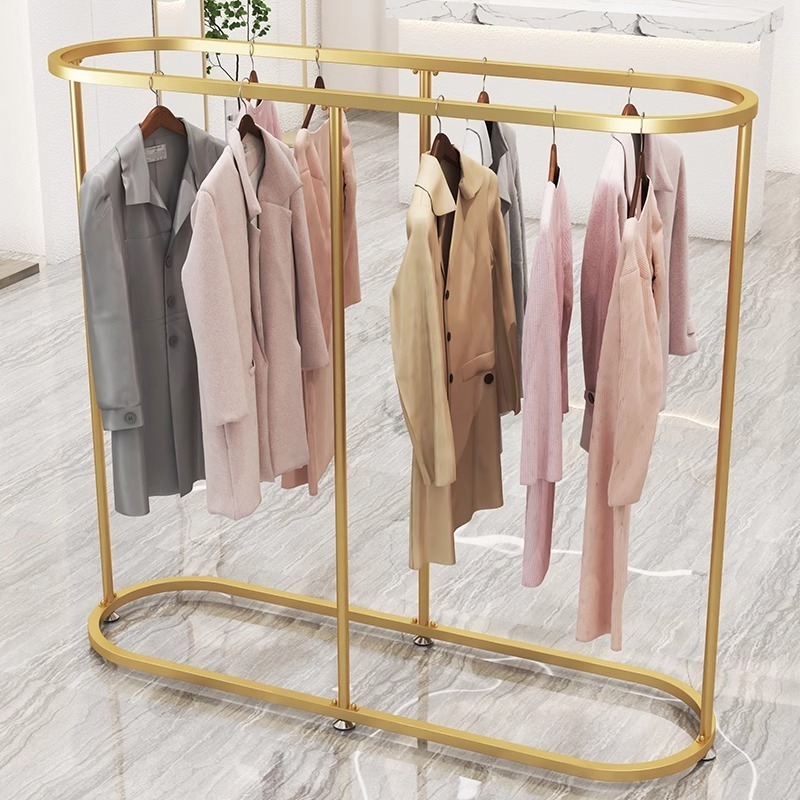 Customized  Boutique Furniture Gold Clothing Display Stand Metal Clothes Racks Women's Clothing Racks