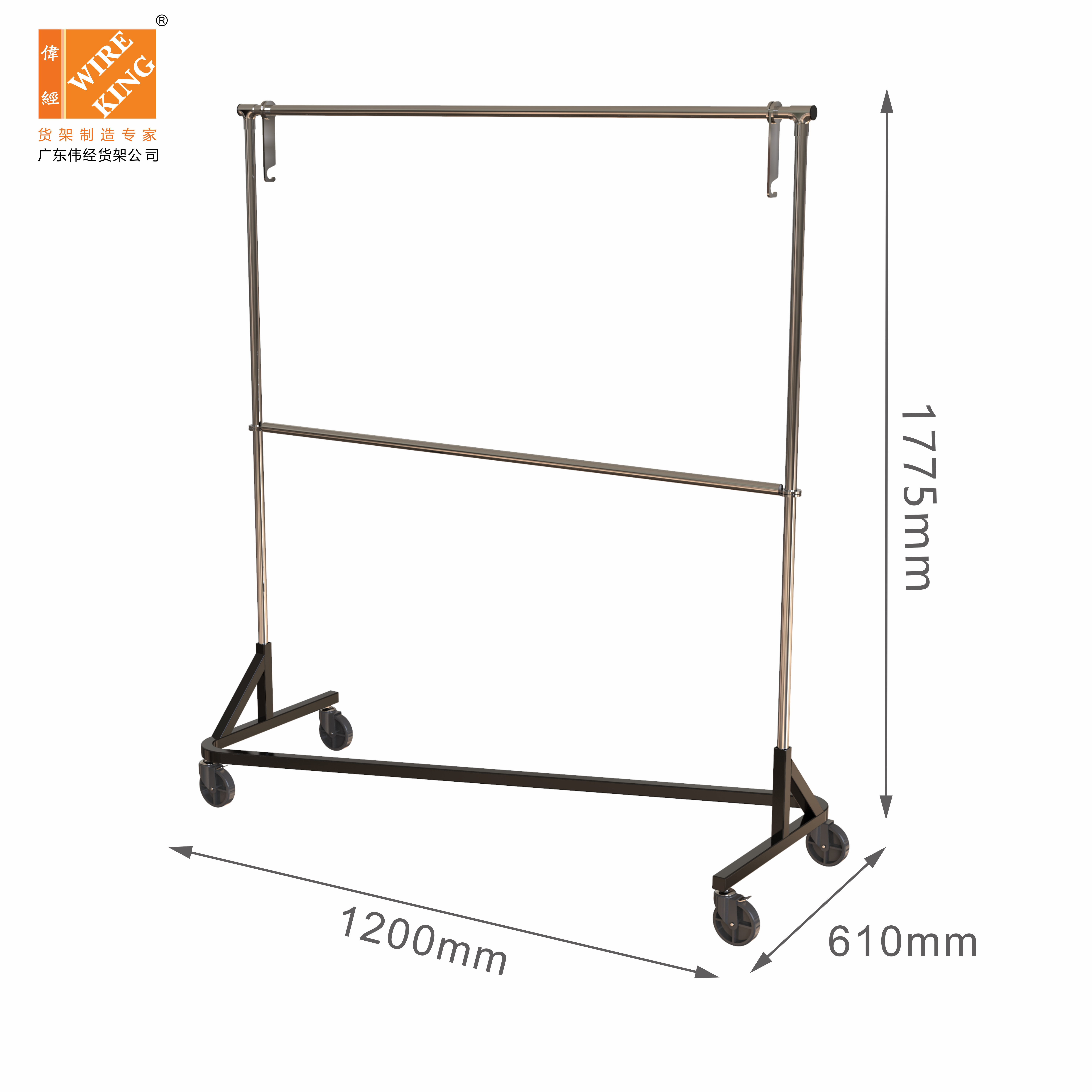 Hot Sale Clothes Shop Clothes Stand Z-Shaped Clothes Display Racks Stand With Wheels Movable For Clothing Rack