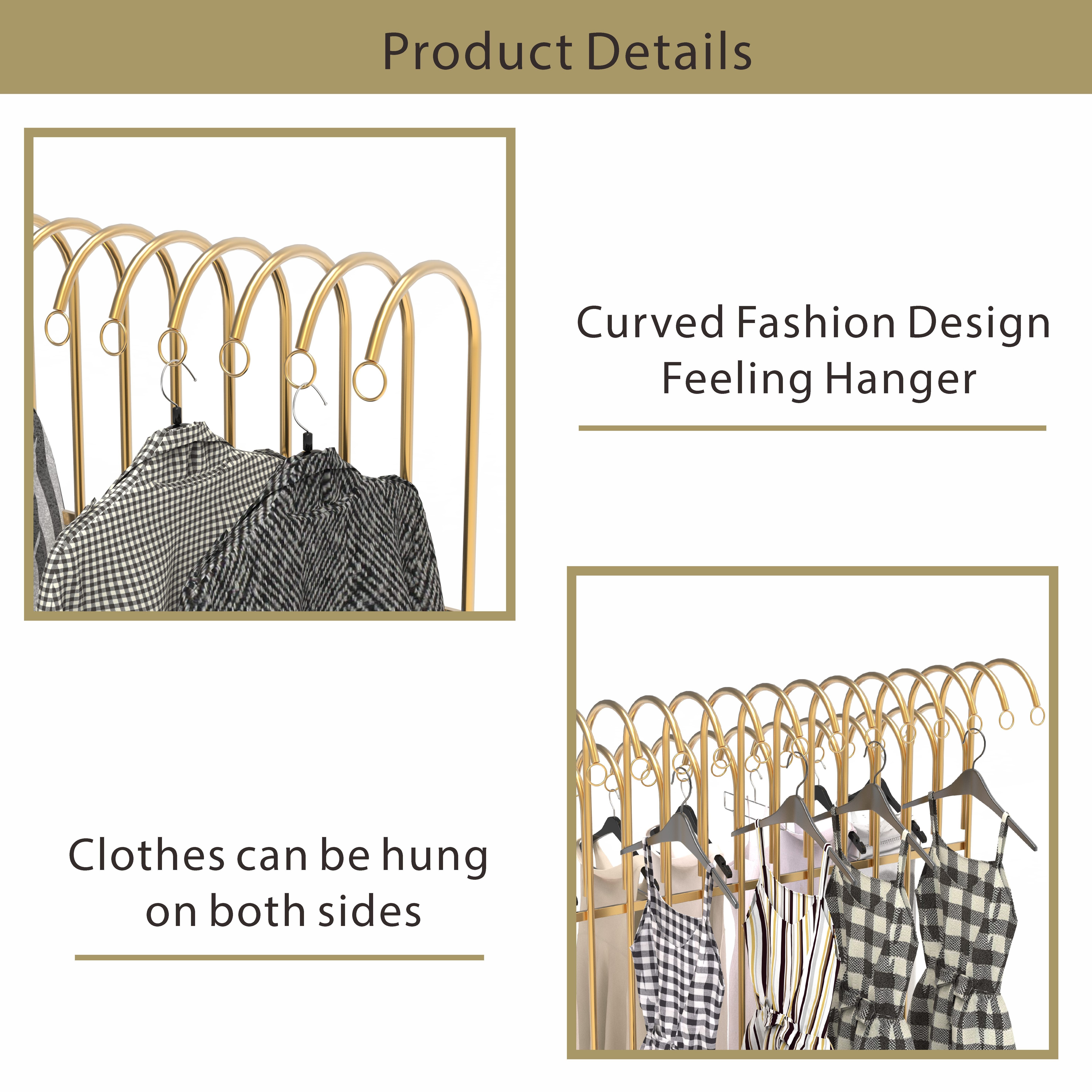 WIREKING Golden Retail Boutique For Clothing Store Display Rack Metal Clothing Rack Garment Racks