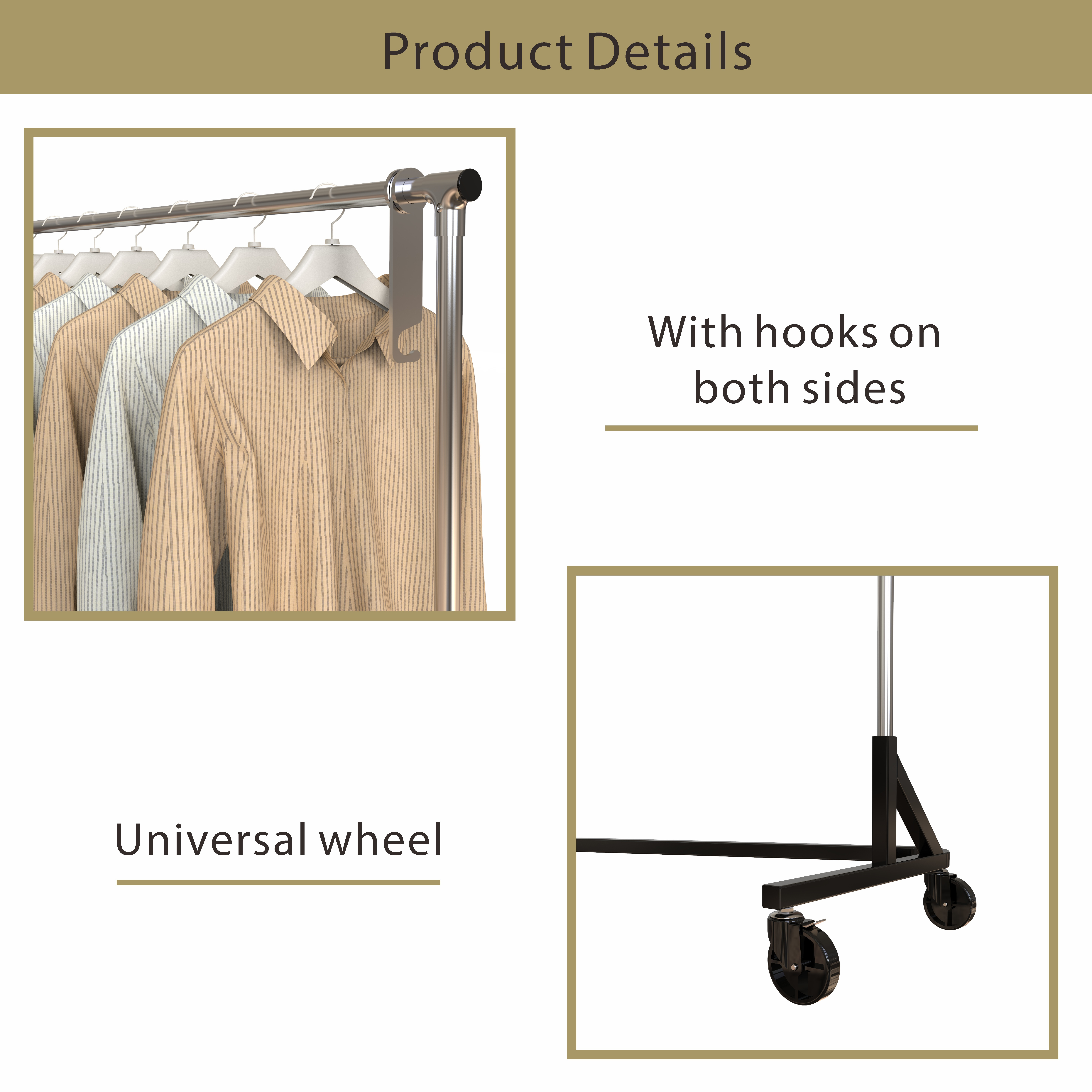 Hot Sale Clothes Shop Clothes Stand Z-Shaped Clothes Display Racks Stand With Wheels Movable For Clothing Rack