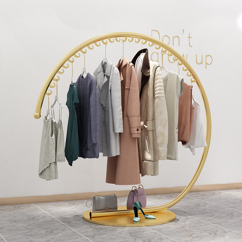 Customized Creative Metal Clothes Rack For Display Rack Floor Standing Retail Rack Hangers In Clothing Stores