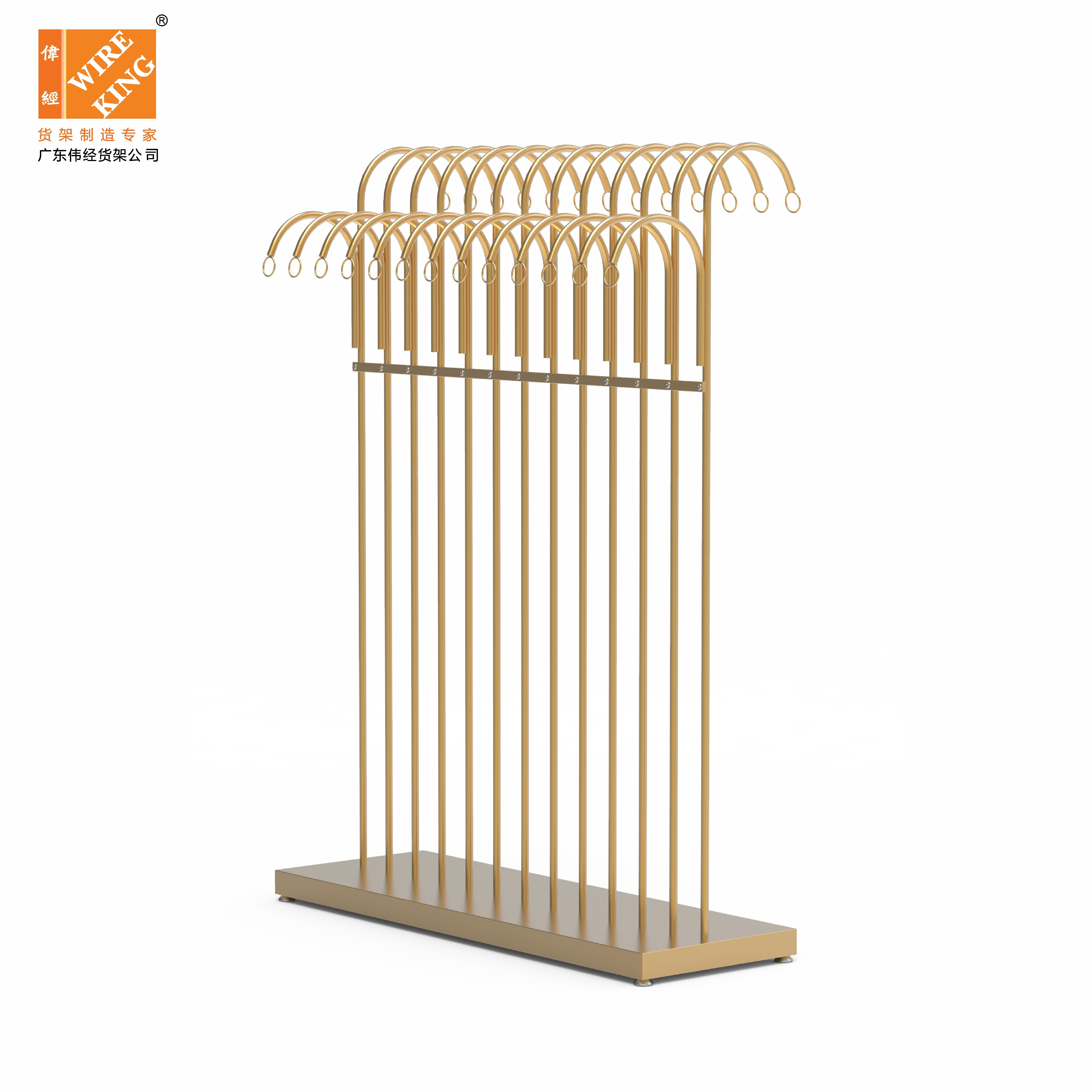 WIREKING Golden Retail Boutique For Clothing Store Display Rack Metal Clothing Rack Garment Racks