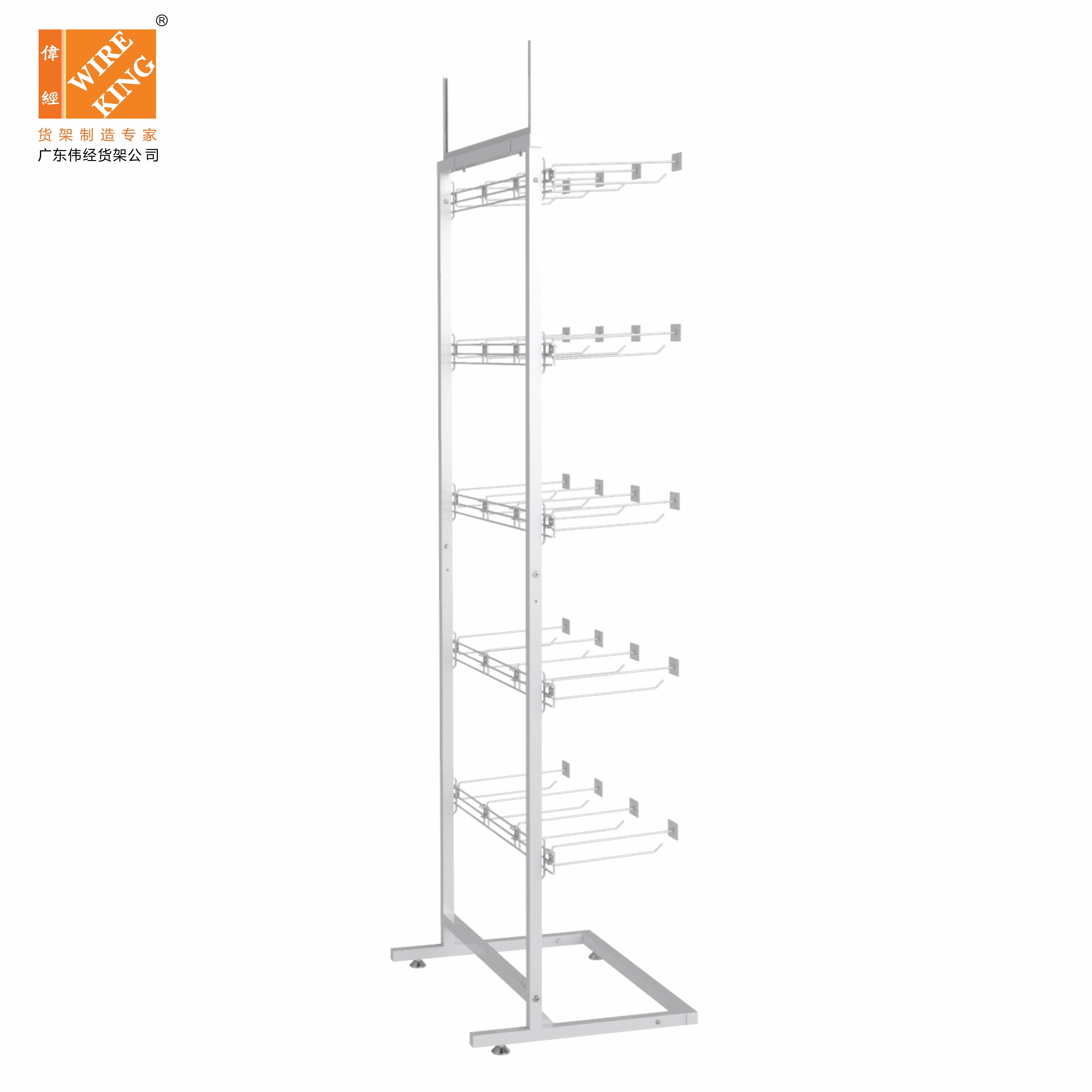 Low Priced Floor Standing Metal Shelves Accessory  Display Shelves 20 Hooks Supermarket Display Rack