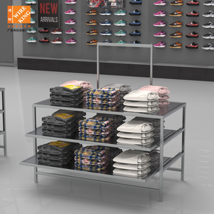 Standing Clothing Display Rack Retail Clothes Store Display 3 Tier Extendable Clothing Display Rack