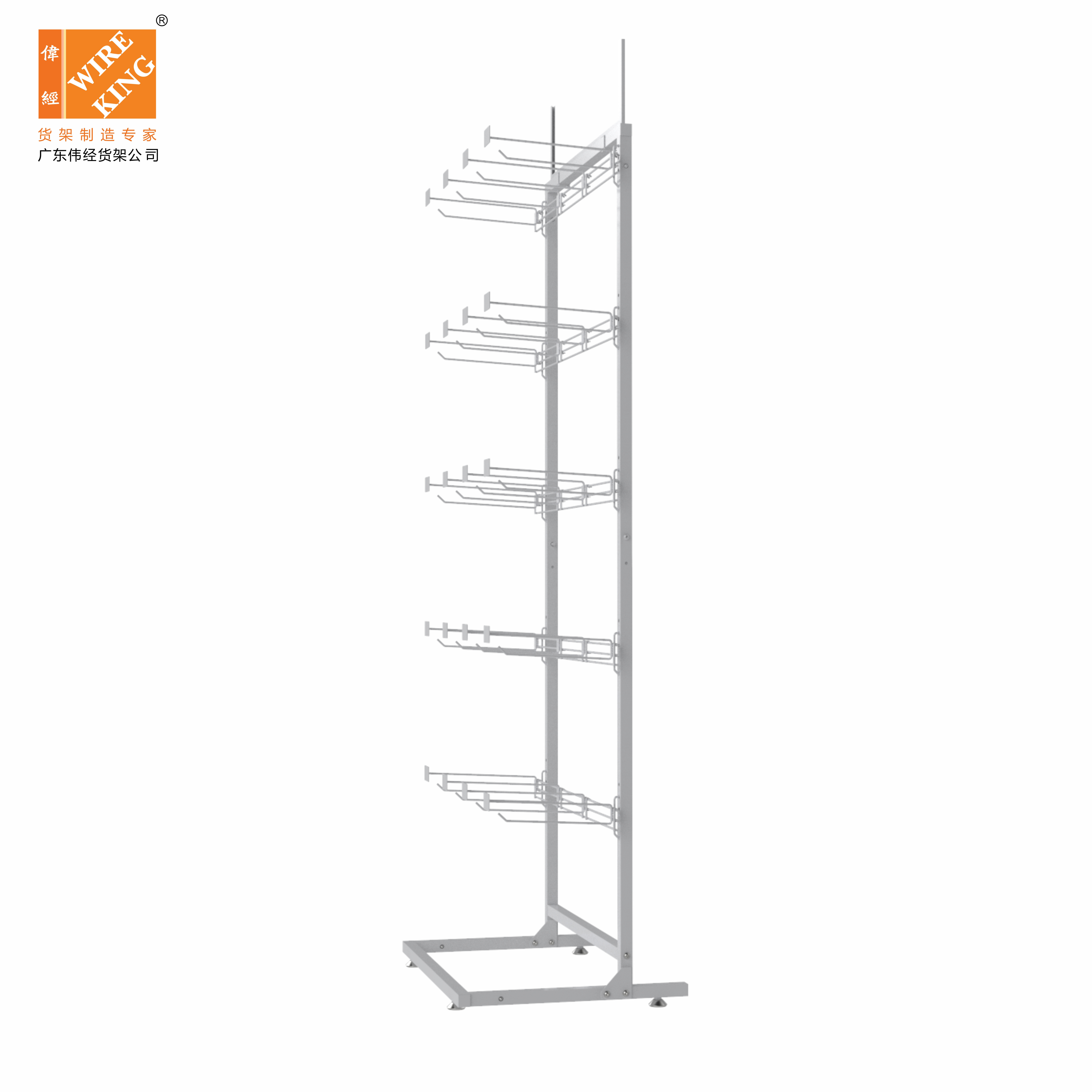 Low Priced Floor Standing Metal Shelves Accessory  Display Shelves 20 Hooks Supermarket Display Rack