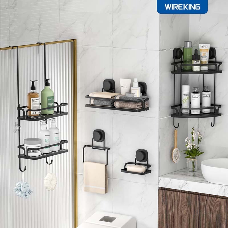 WIREKING Modern Hanging Bathroom Organiser  2 tier metal over the door shower caddy hanging shower caddy