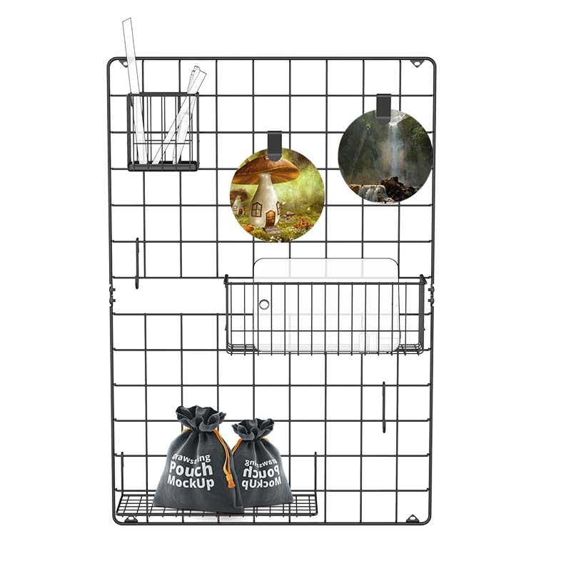 WIREKING Home decoration dish play white black metal pegboard wall organizer shelves and hooks