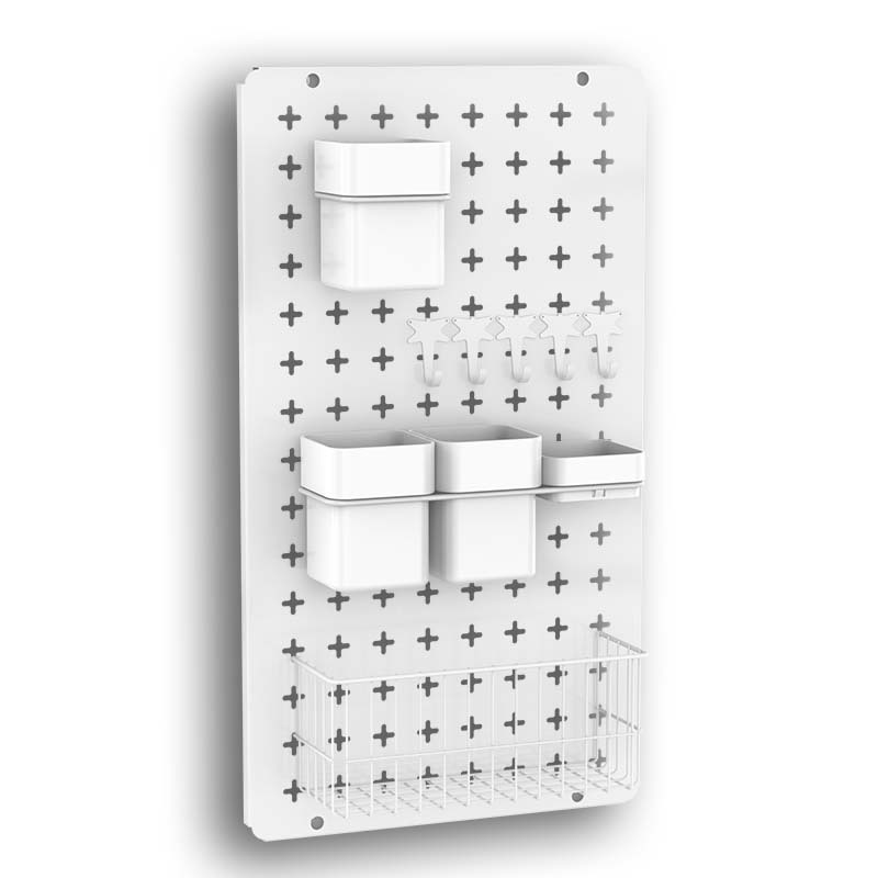 WIREKING Home decoration dish play white black metal pegboard wall organizer shelves and hooks