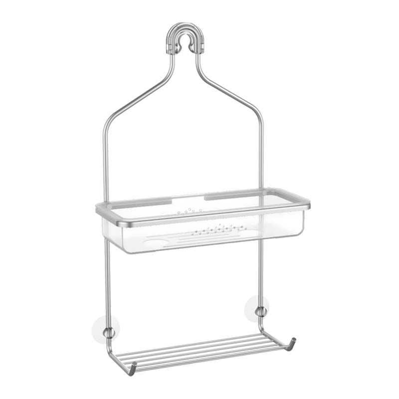 WIREKING No Drilling Aluminum Bathroom Rustproof Organizer Shelf Rack Anti Swing Hanging Shower Caddy