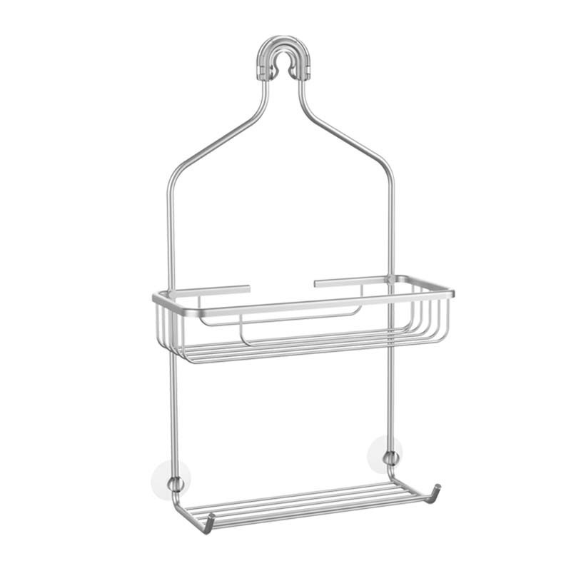 WIREKING No Drilling Aluminum Bathroom Rustproof Organizer Shelf Rack Anti Swing Hanging Shower Caddy