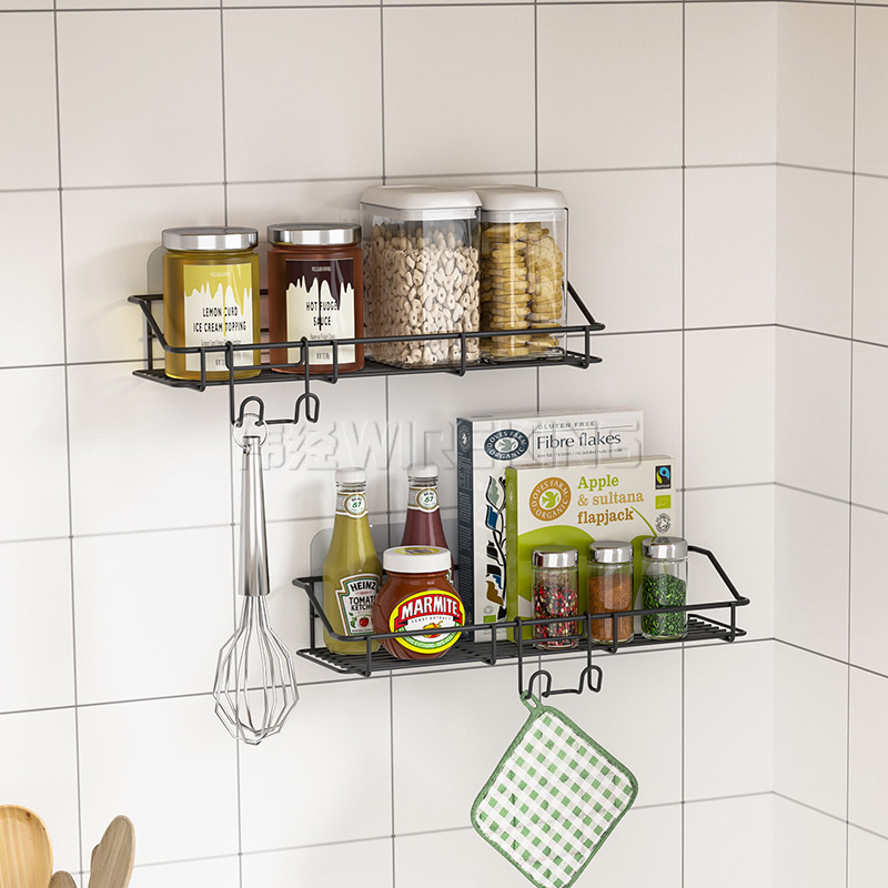 WIREKING No Drilling 2 Pack Inside Shower Bathroom Organizer Shelf Shower Caddy Storage Rack Adhesive Shower Shelves with Hooks