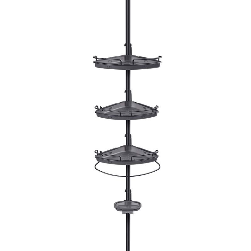 WIREKING Corner shower caddy tension pole 4-layer wall mounted metal bathroom storage rack bathroom corner shelf