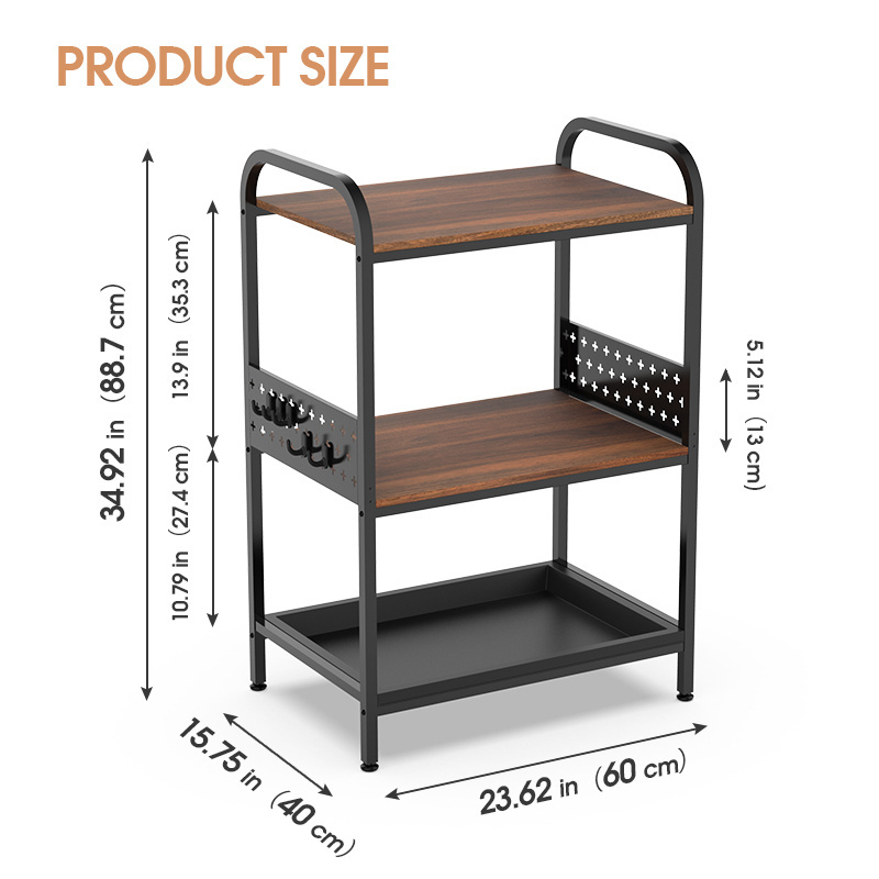 WIREKING Baker rack kitchen 3 tier metal storage rack microwave oven shelf multipurpose storage rack