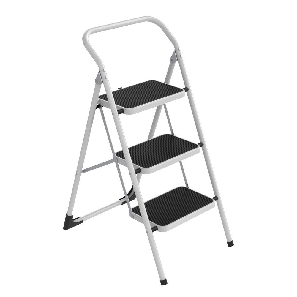 Wholesale price heavy duty folding steel step stool 5 step fordable household ladder with plastic pad