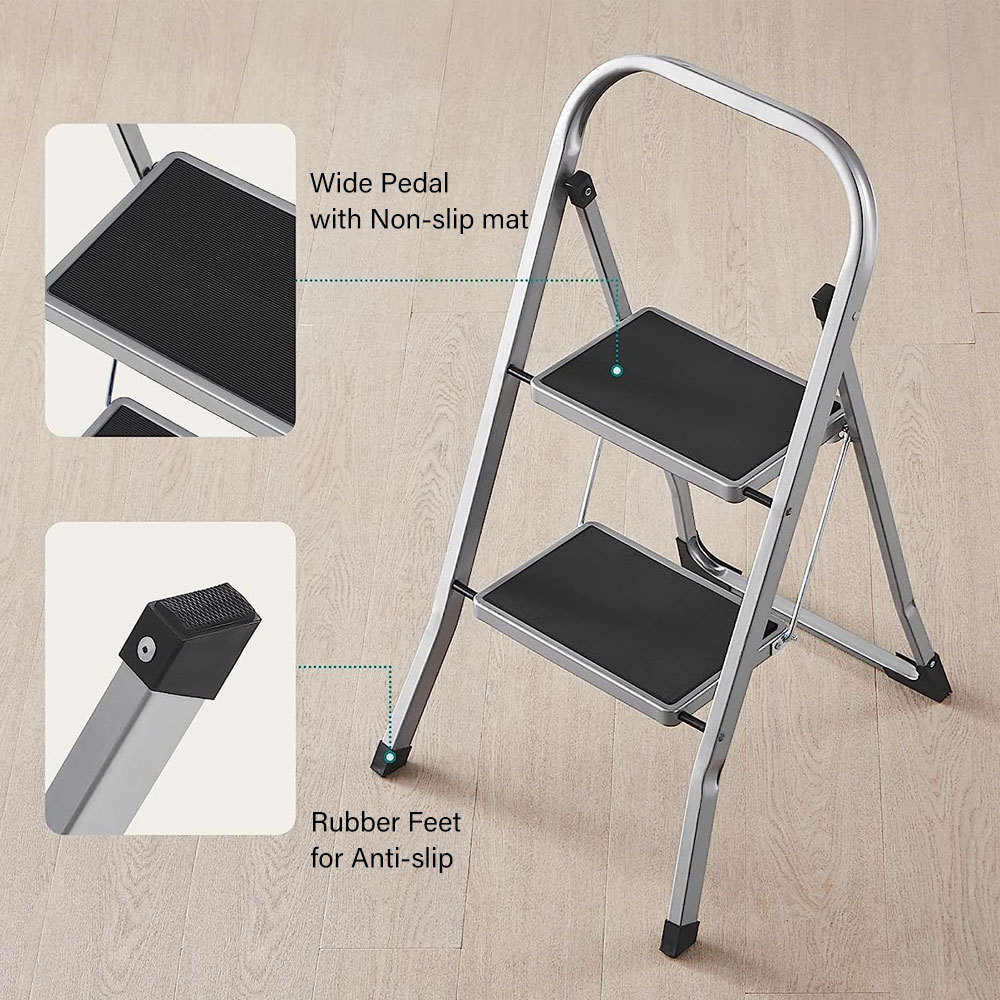 GS/EN14183 Approved European Standard Portable Stainless Steel 2-4 Step Stepping Ladder Folding Step Stool for Home Use