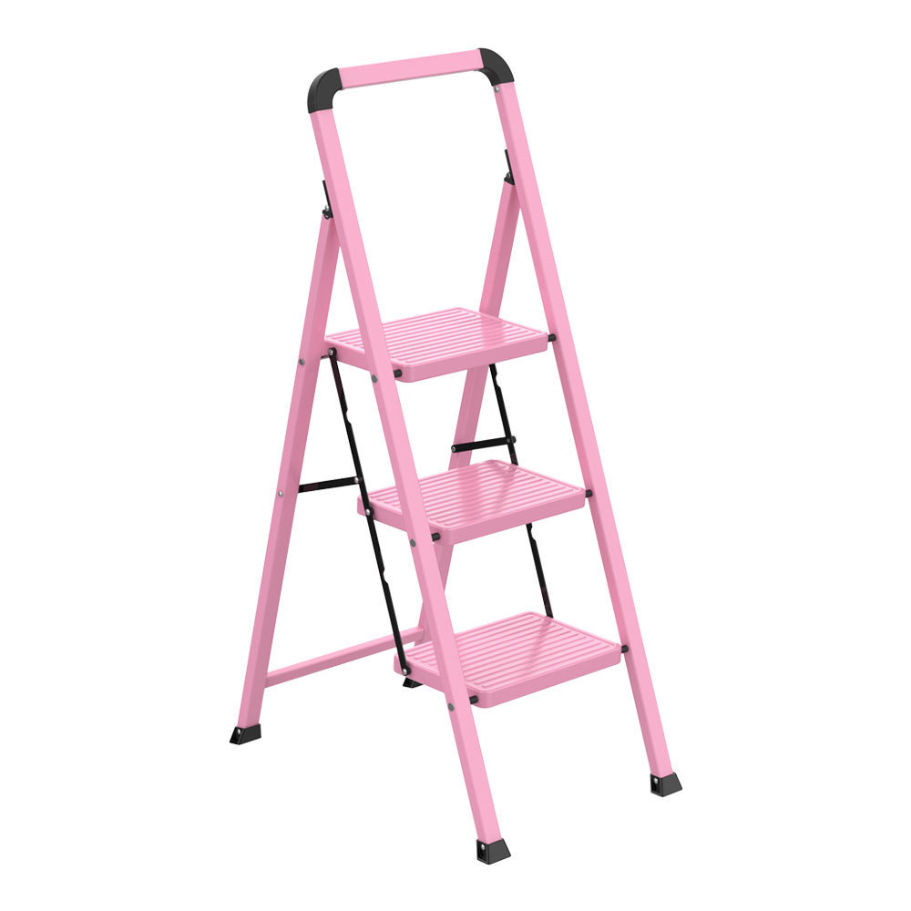 Slim fold design colorful 2 3 4 step stool heavy duty steel stool ladder with long handle for household decoration