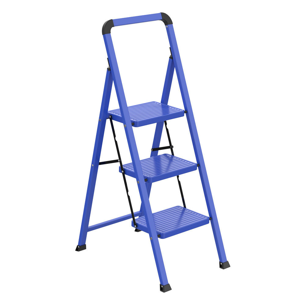 Slim fold design colorful 2 3 4 step stool heavy duty steel stool ladder with long handle for household decoration