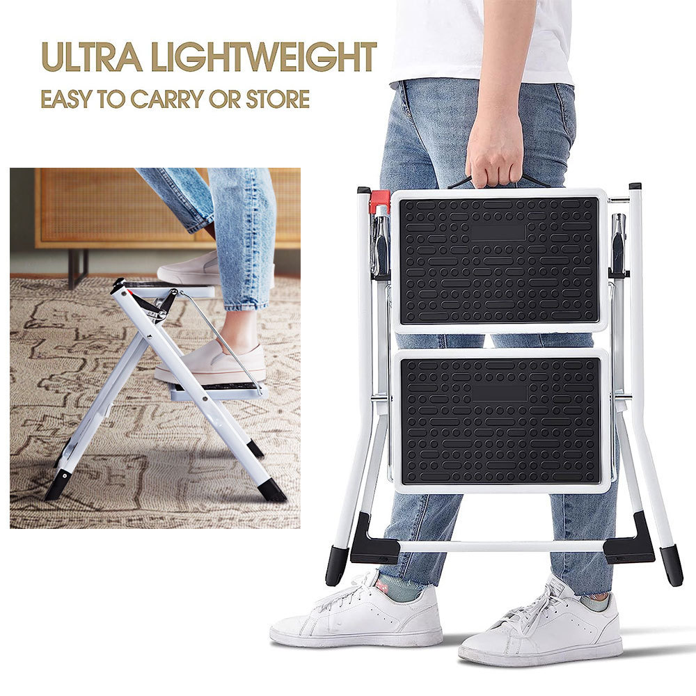 European Design Steel Folding Step Ladder Custom Length Household Portable Safety Ladder for Kitchen Made of Stainless Steel