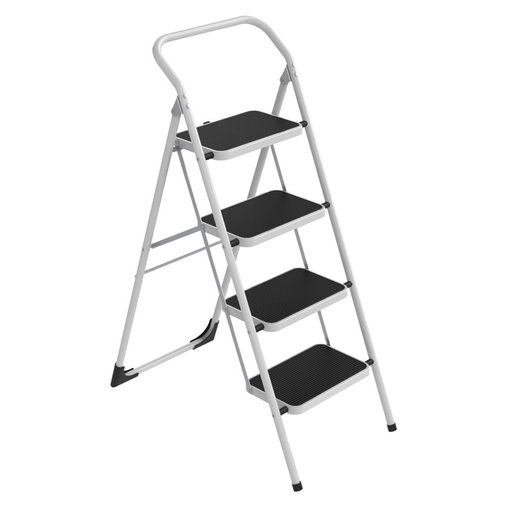 Wholesale price heavy duty folding steel step stool 5 step fordable household ladder with plastic pad