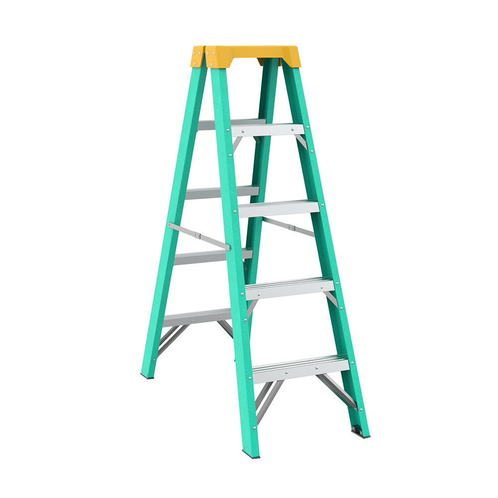 Cheap price fiberglass a frame ladder industrial heavy duty double side a type fiberglass step ladder