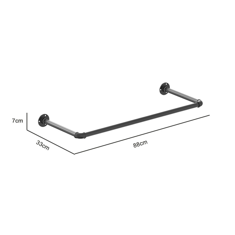 Wall Mounted Heavy Duty Garment Rack Industrial Pipe Black Simple Design For Hanger Clothes Multi-Purpose Hanging Rod For Closet