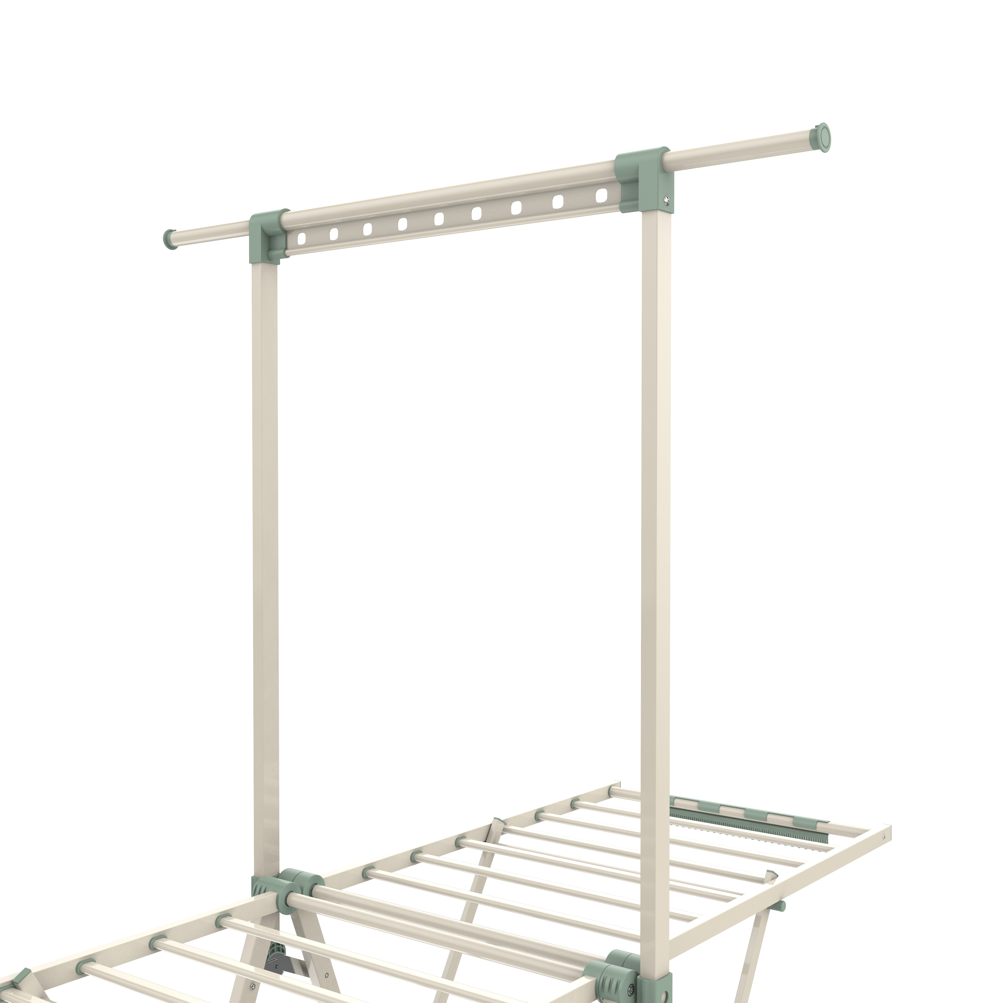 More Stable Square Tube Laundry Drying Racks Foldable Single Bar Hanging Clothes Dryer Rack With Stocking Clip