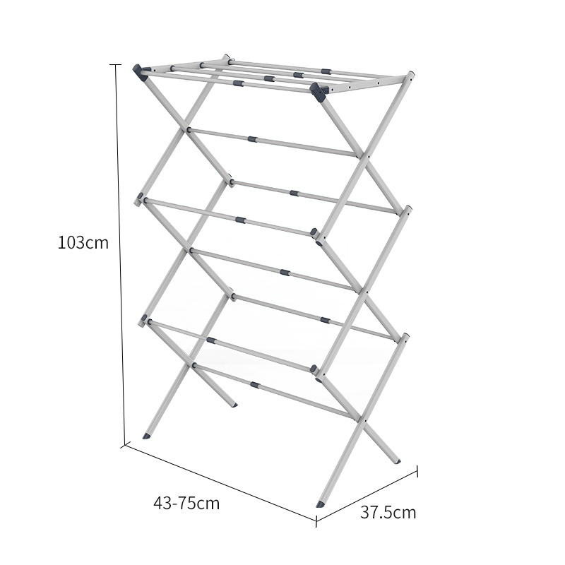 Hot Selling 8M 3 Tier Folding Cloth Drying Racks For Laundry Outdoor Indoor Stand Dry Clothes Rack