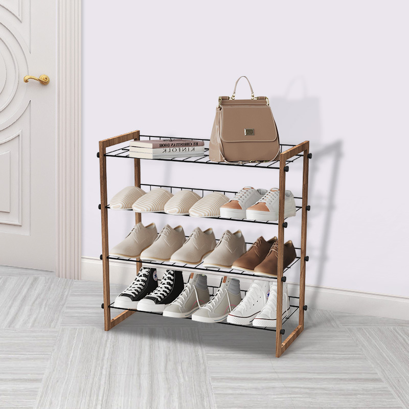 Factory Supplying Traditional 12 Pairs 4 Tier Bamboo Sapateira Storage Balcony Bedroom Shoes Stand Shoe Racks With Great Price