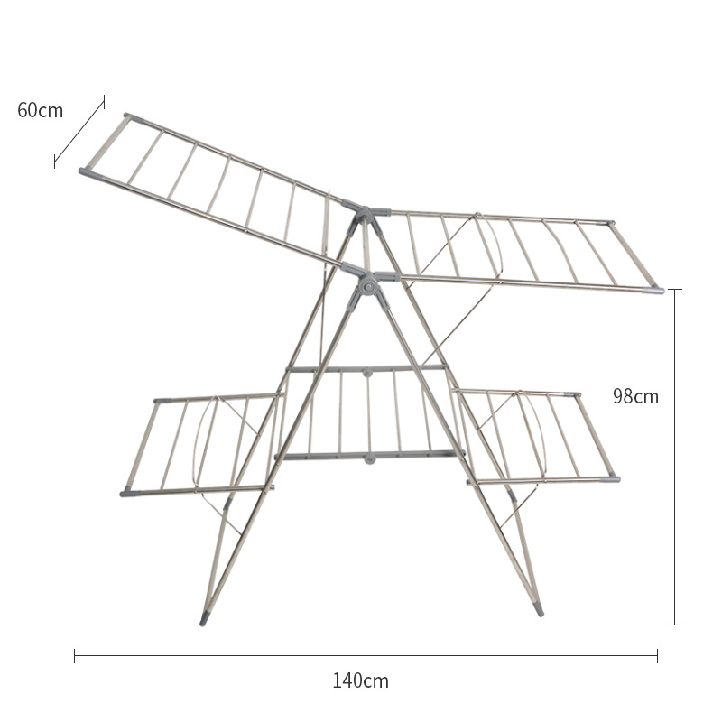 Factory Direct 17M Steel Racks Multifunction Laundry Foldable Stainless Clothes Drying Rack For Bathroom