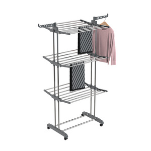 Wireking18m Stainless Steel Rotating of Three-layer Tower Drying Rack with Wheels&hook Drying Laundry Rack