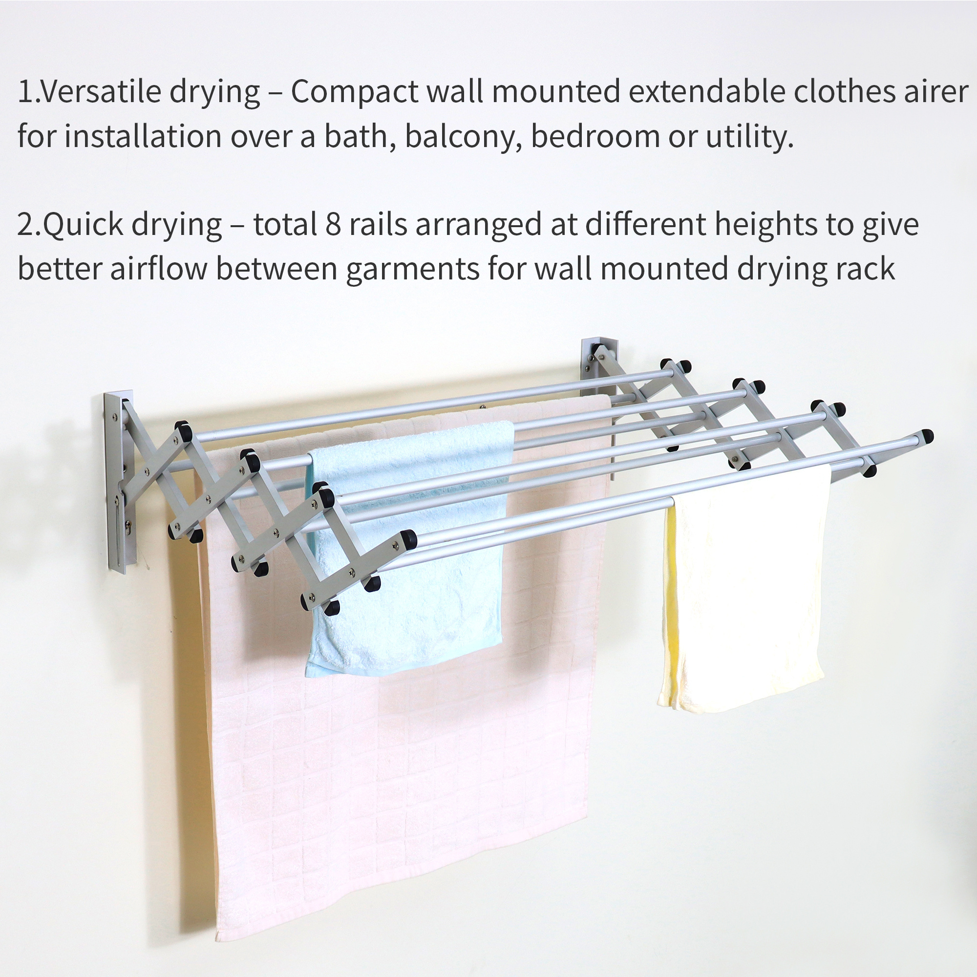 6.5M Push-pull foldable Laundry Hanger Balcony Tower Stand Wall mounted Aluminum Drying Clothes Rack