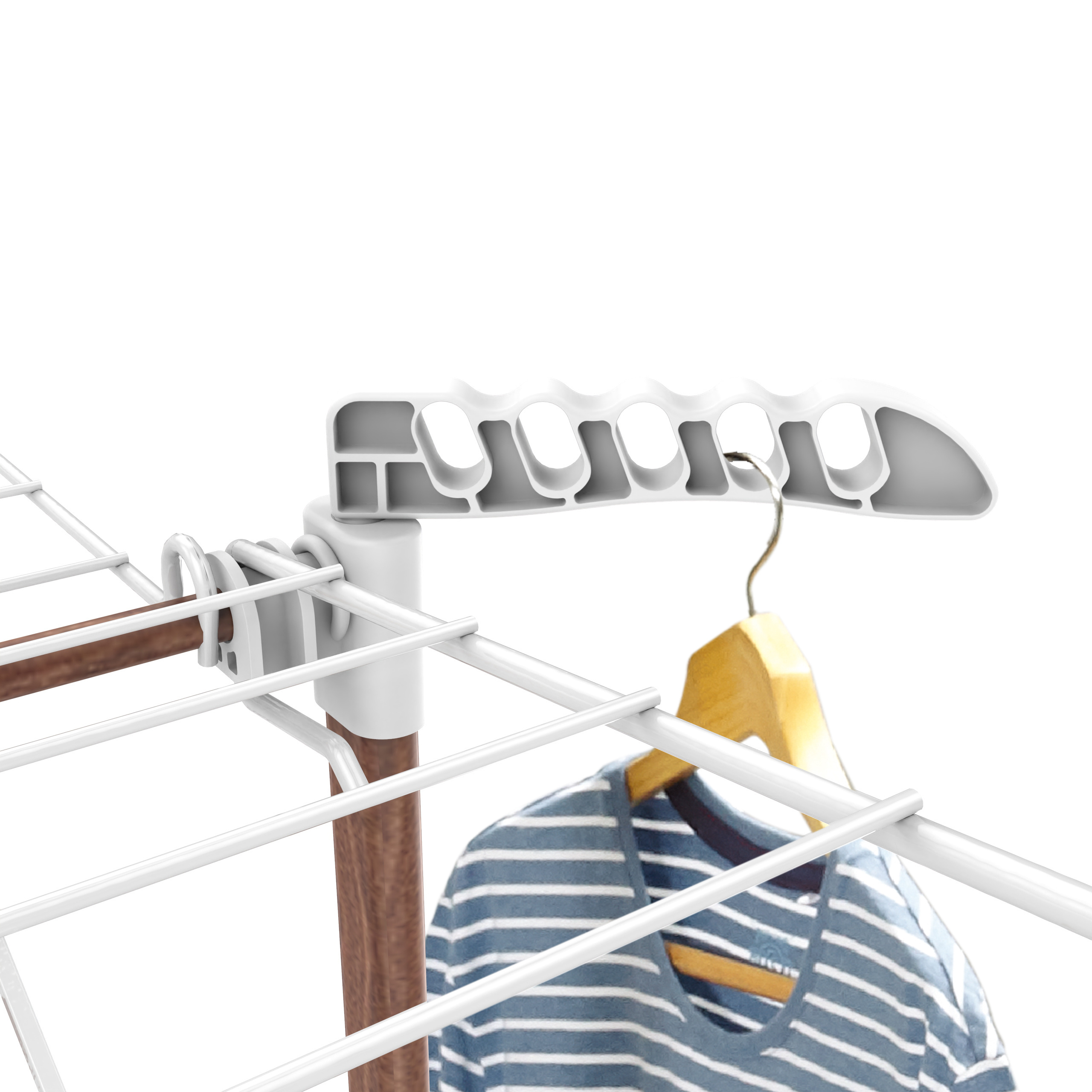 Luxury 24m Wood Clothes Hanger Rack Folding Drying Clothes  Two Layer Floor Dryer Horse With Wheel