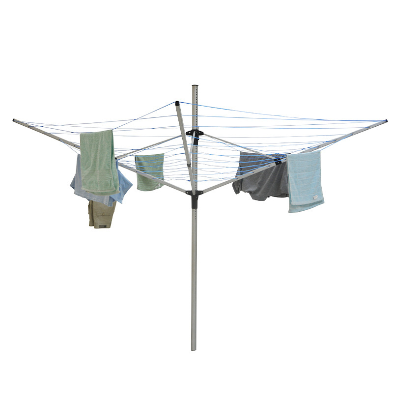 4 Arm 50m Aluminum Heavy Duty Umbrella Clothesline Folding Rotary Washing Line Clothes Airer Dryer Garden Outdoor Drying Rack