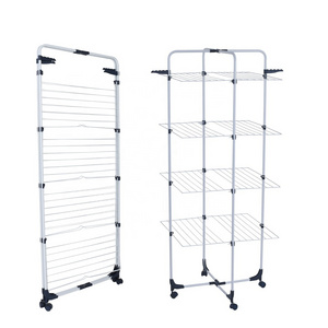 Factory Direct 40M 4 Tier Tower Shape Foldable Portable Hanger Towel Rack Clothing Cloth Dryer Stand Laundry Drying Racks