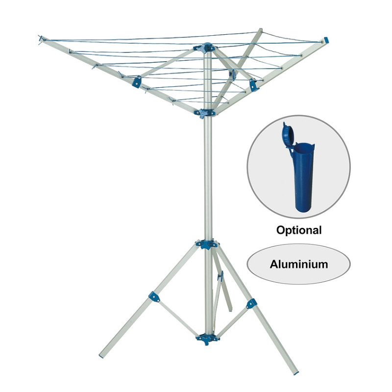 15M 3 Arms Aluminum Umbrella Shape Foldable Clothesline Stand Folding Outdoor Clothes Lines Rotary Clothes Drying Rack