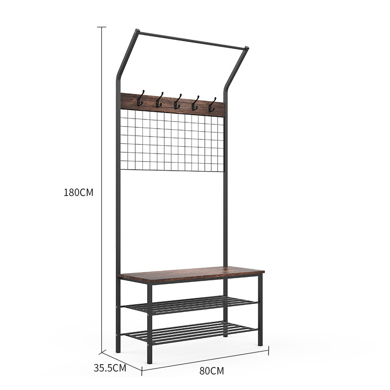 Living Room Heavy Duty 3-Tier Standing Metal Entryway Storage Bench Coat Rack With Shelf